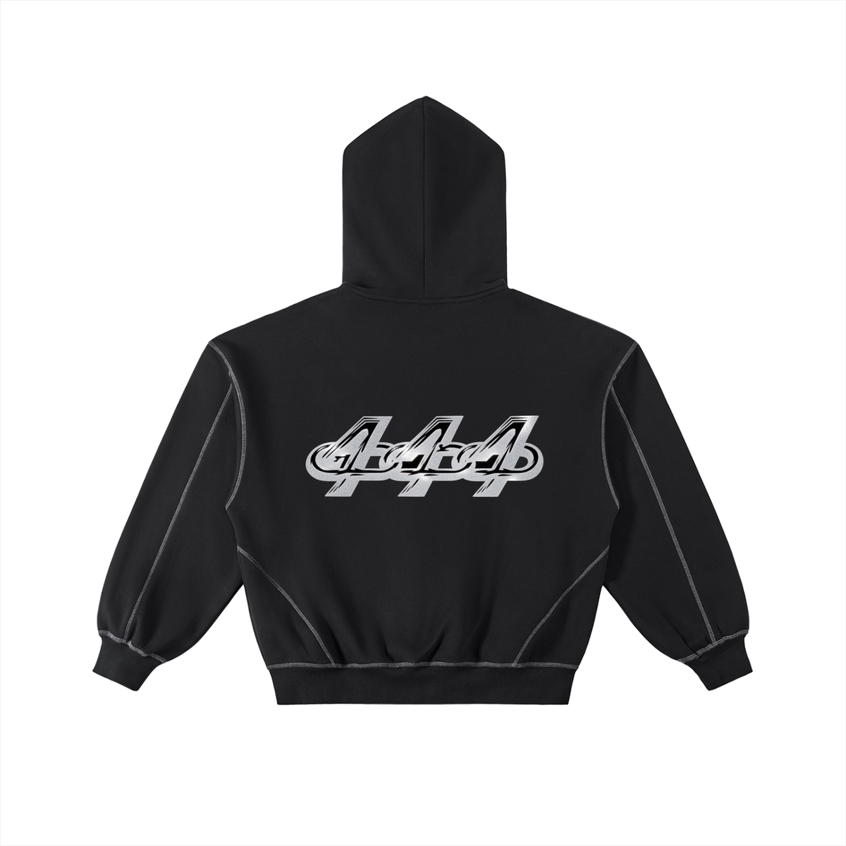 Contrast-Stitched Boxy Fleece Zip Hoodie