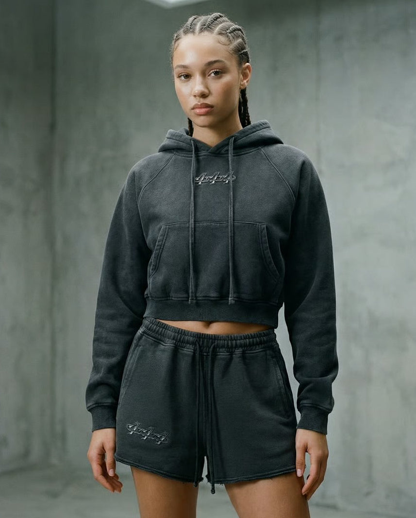 Women’s Snow Washed Raw Edge Drawstring Shorts