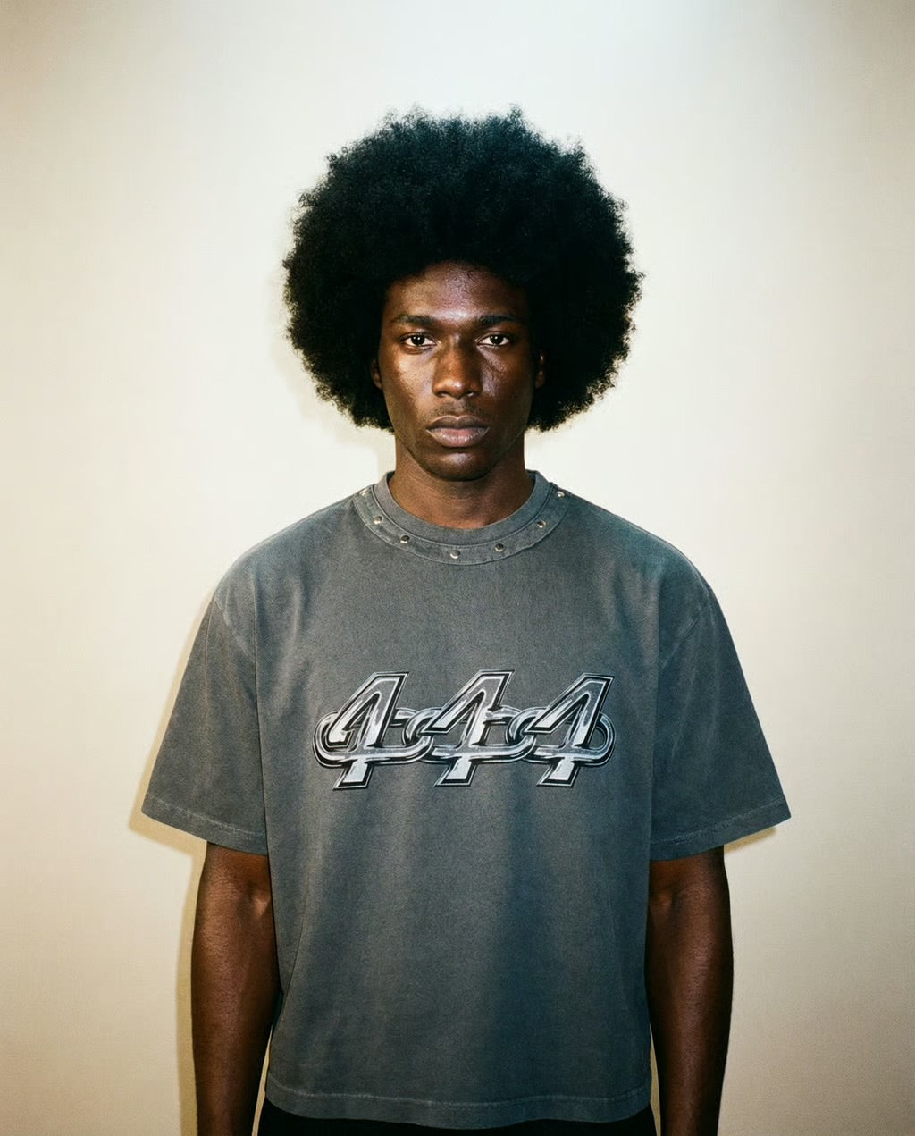 Unisex Washed Boxy Studded T-Shirt