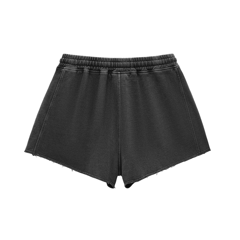 Women’s Snow Washed Raw Edge Drawstring Shorts